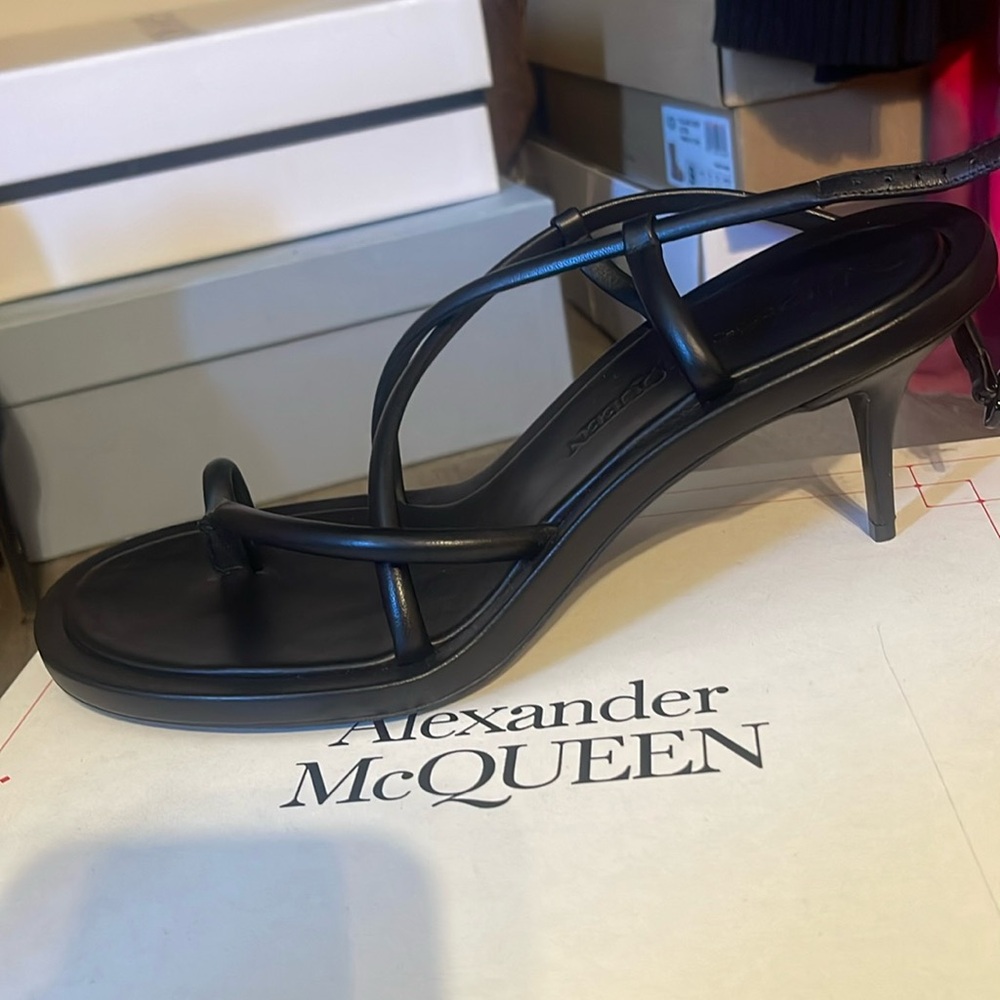 Alexander McQueen Strappy Leather Sandal Heel